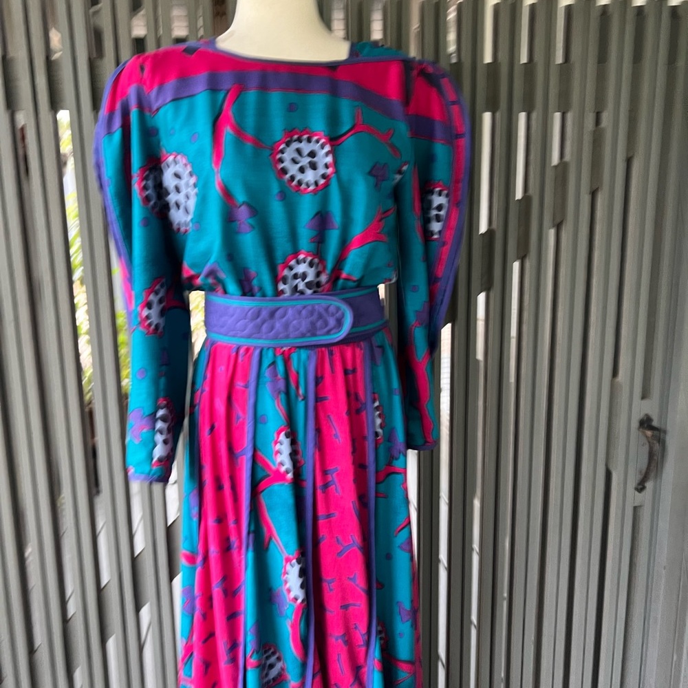 Jeanne Marc Dress Colorful 🌸❤️Pink Teal
